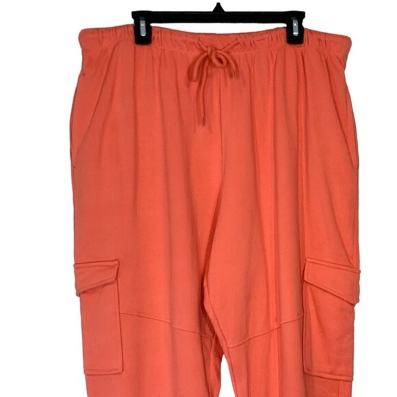 BP. Plus Size Tie Waist Cargo Sweatpants  in Coral Camelia - Picture 3 of 10